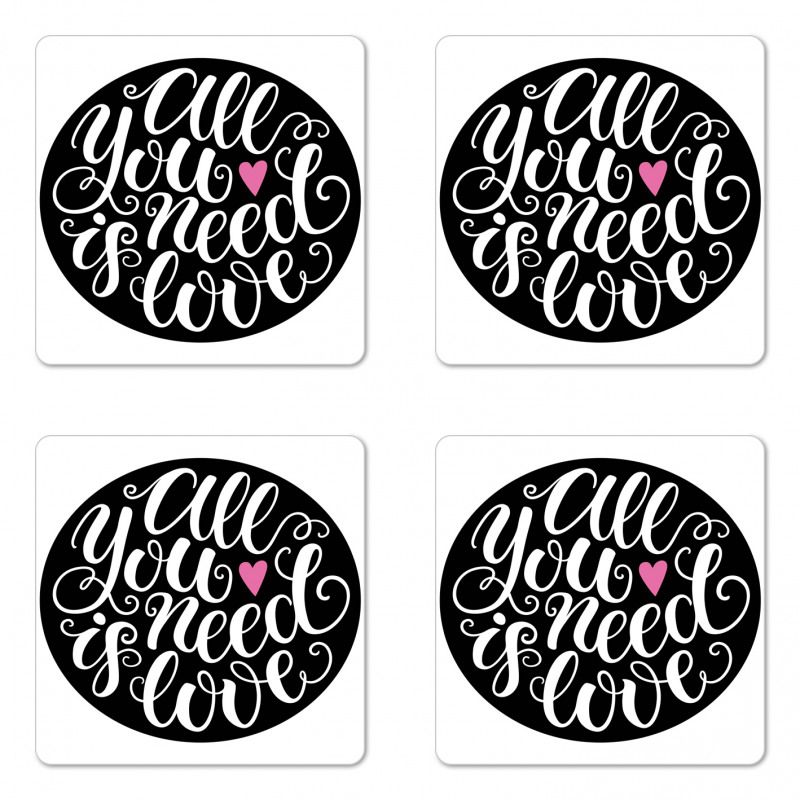 Swirly Hand-writing Phrase Coaster Set Of Four