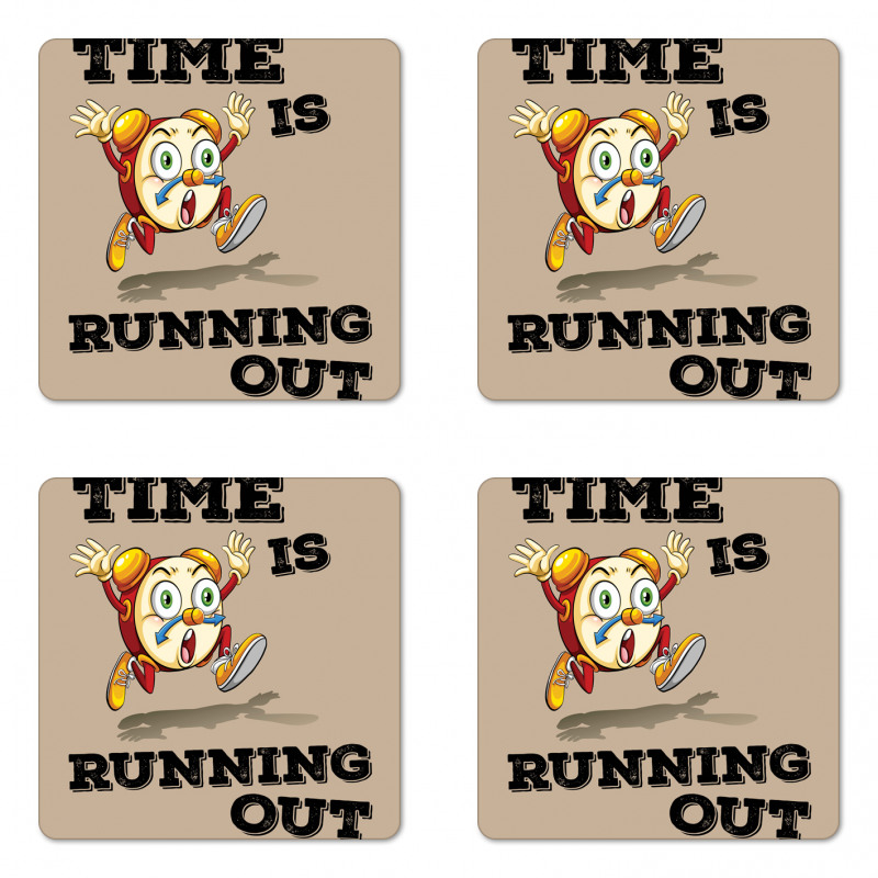 Crazy Funny Alarm Clock Coaster Set Of Four