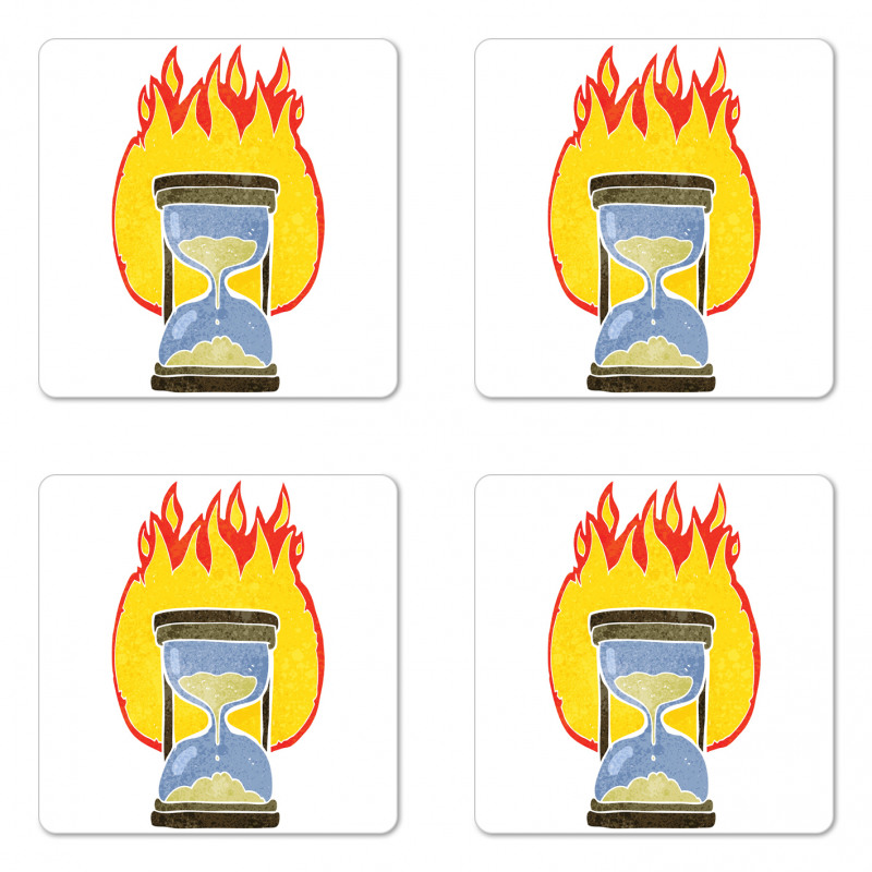 Retro Hourglass on Fire Coaster Set Of Four