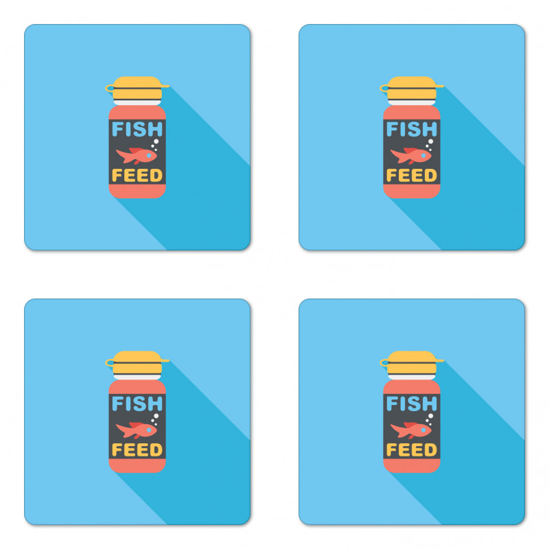 Pet Fish Feed Flat Coaster Set Of Four