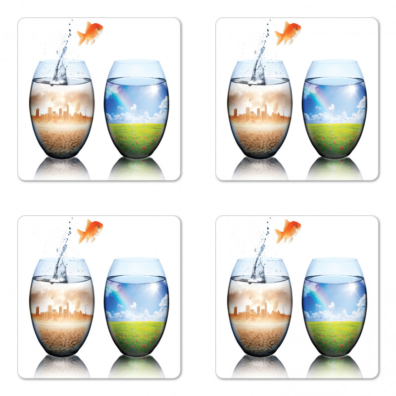 Global Warming Concept Coaster Set Of Four