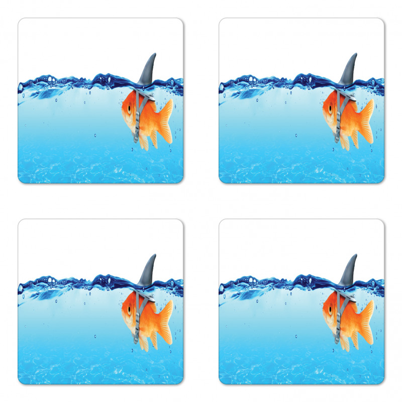 Small Fish with Shark Fin Coaster Set Of Four