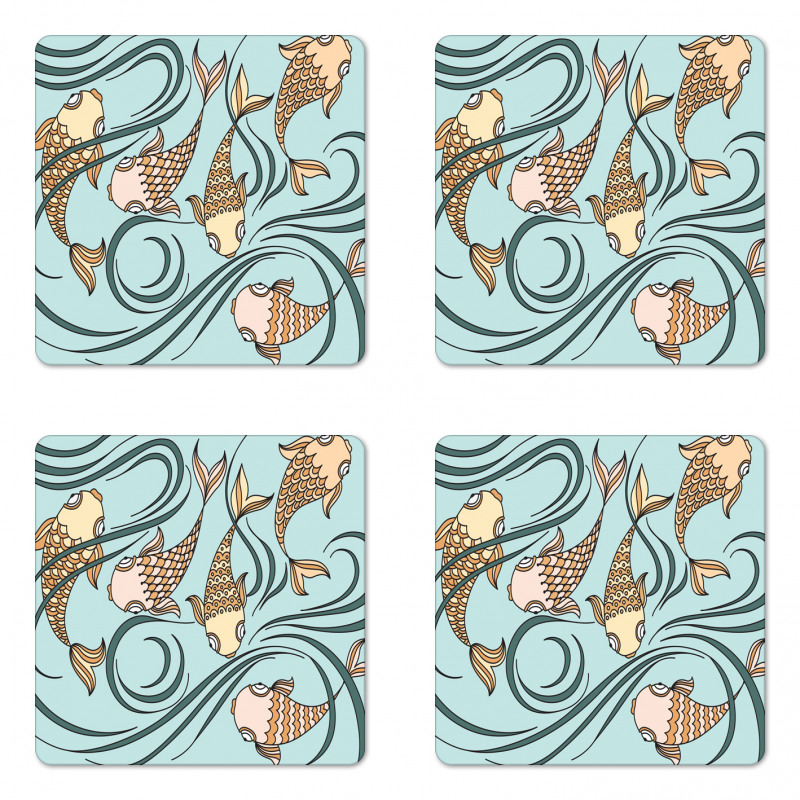 Floating Fish in the Sea Coaster Set Of Four