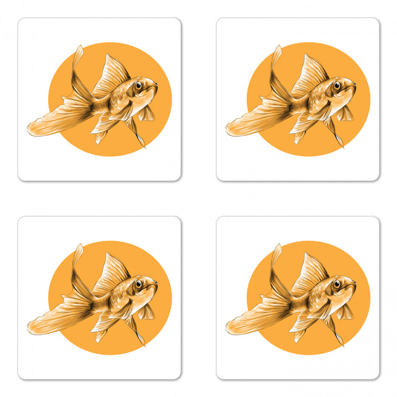 Sketchy Graphic Orange Dot Coaster Set Of Four