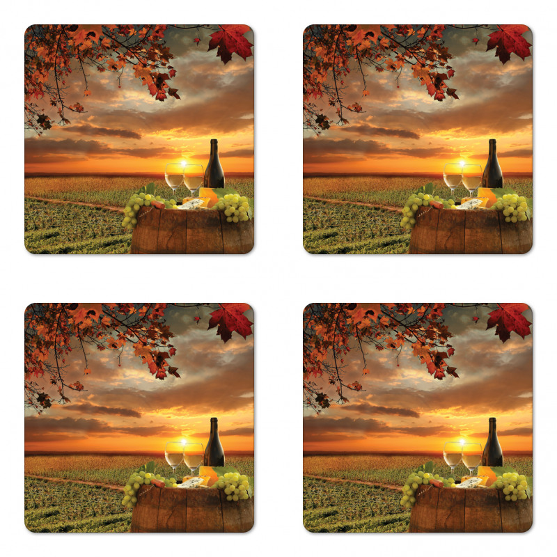 Tuscany Land Rural Field View Coaster Set Of Four