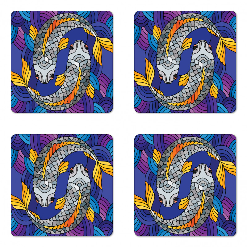 Stained Glass Style Fish Coaster Set Of Four