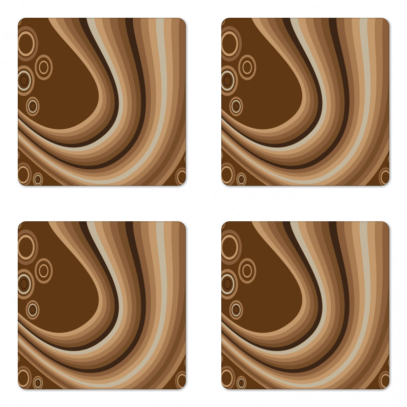 Abstract Wavy Lines Retro Coaster Set Of Four