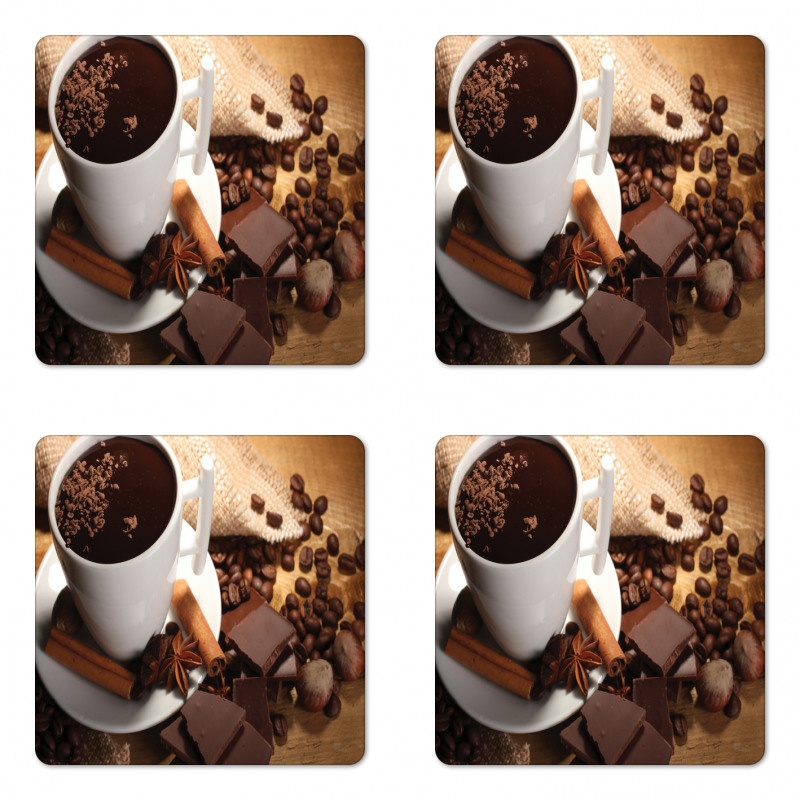 Cup of Hot Chocolate Nuts Coaster Set Of Four