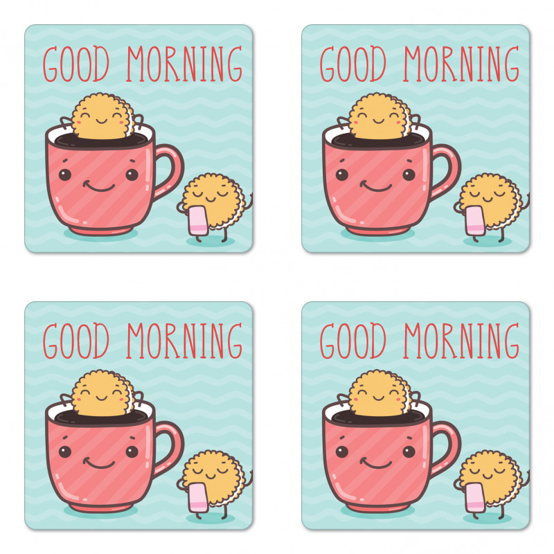 Happy Biscuits in Coffee Coaster Set Of Four