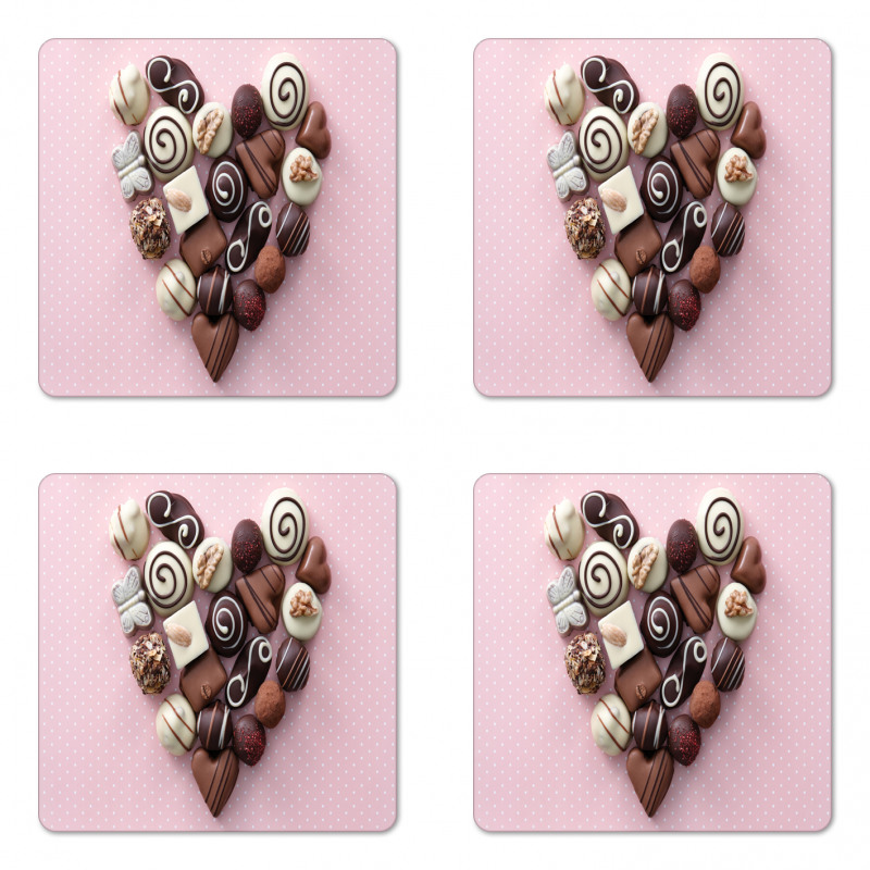 Candies in a Heart Shape Coaster Set Of Four