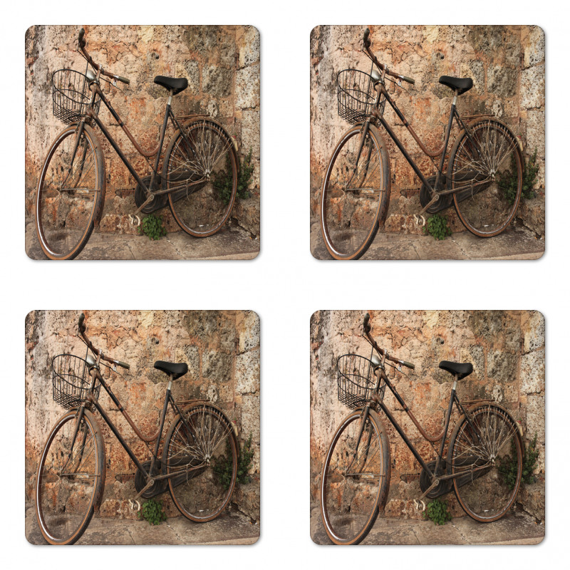 Rusty Vintage Bicycle Coaster Set Of Four