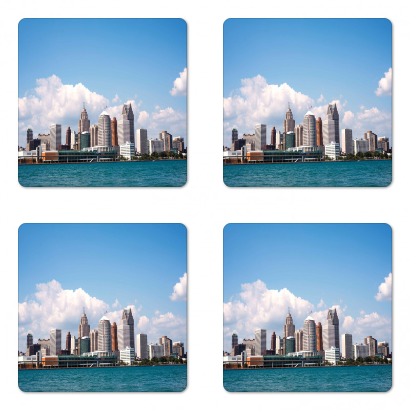 Downtown Detroit Skyline Coaster Set Of Four