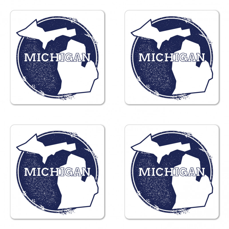 Grunge Rubber Stamp USA Coaster Set Of Four