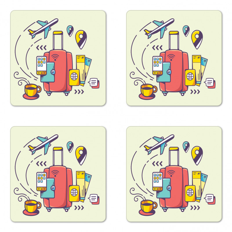 Suitcase Travel Accessories Coaster Set Of Four