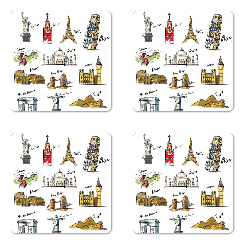 Famous Landmarks Tourism Coaster Set Of Four