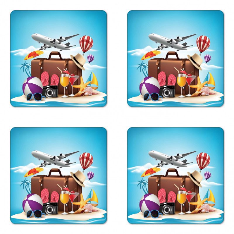 3D Realistic Summer Holiday Coaster Set Of Four