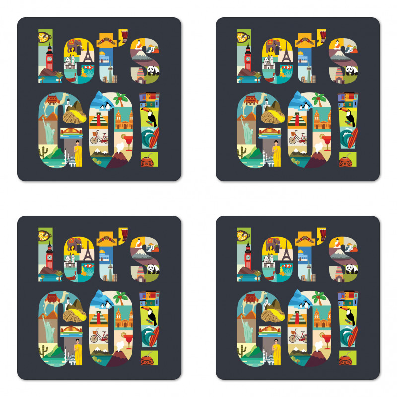 Lets Go Touristic Places Coaster Set Of Four