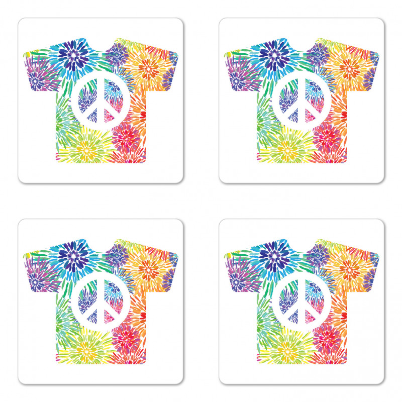 T-Shirt Design Hippie Style Coaster Set Of Four