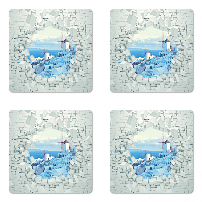 Breaking Wall Santorini Coaster Set Of Four