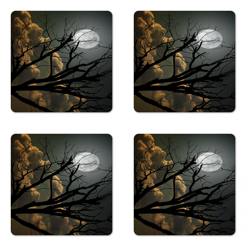 Bare Branches and Full Moon Coaster Set Of Four