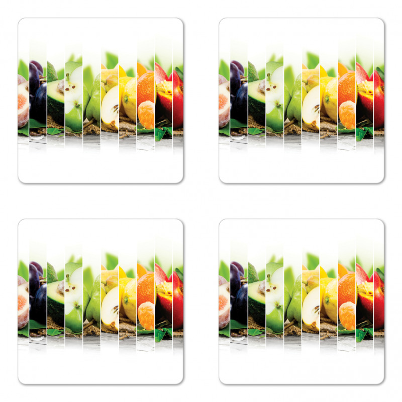 Colorful Juicy Fresh Fruits Coaster Set Of Four