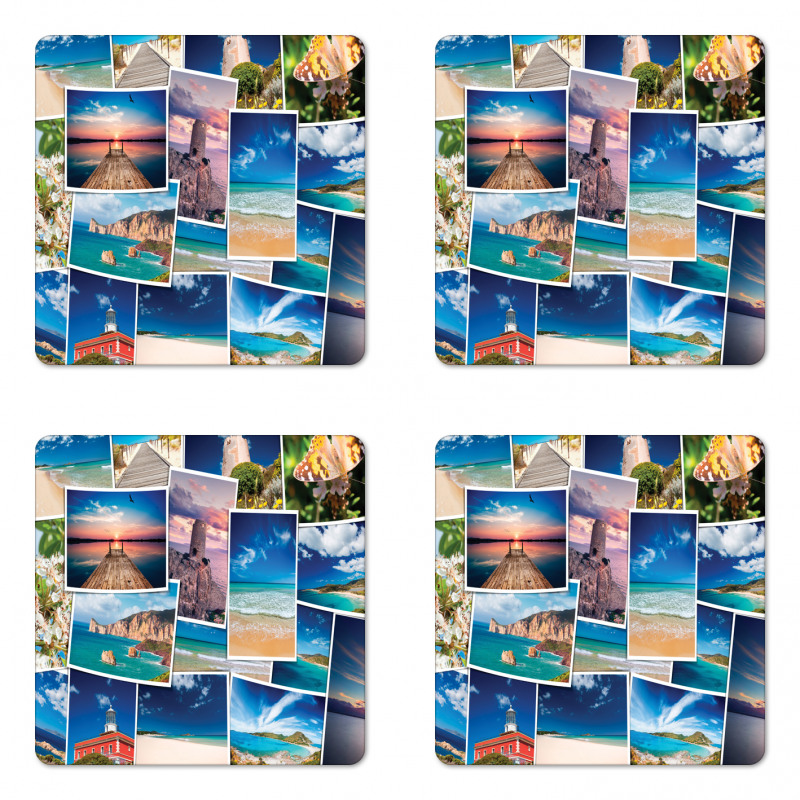 Tropical Holiday Polaroids Coaster Set Of Four