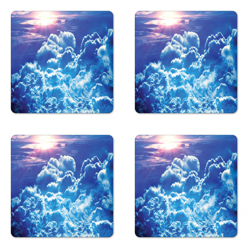 Blue Cloudy Sky Sunrise Photo Coaster Set Of Four