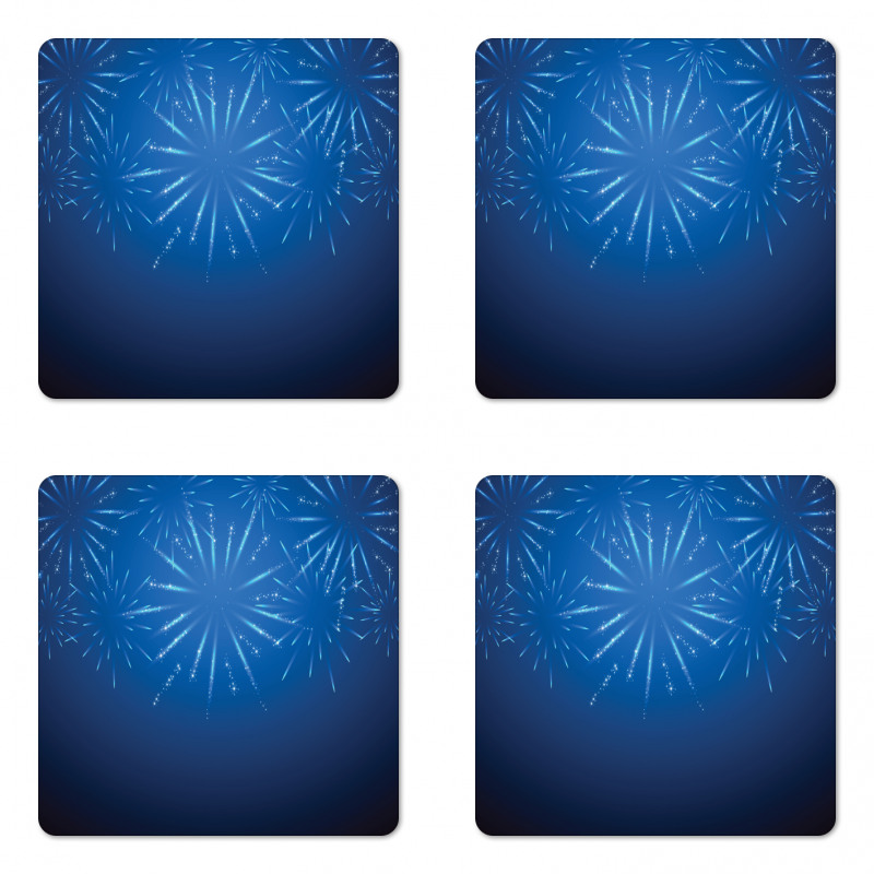 Celebration Elements on Blue Coaster Set Of Four