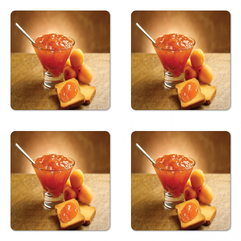 Juicy Apricot Jam and Bread Coaster Set Of Four