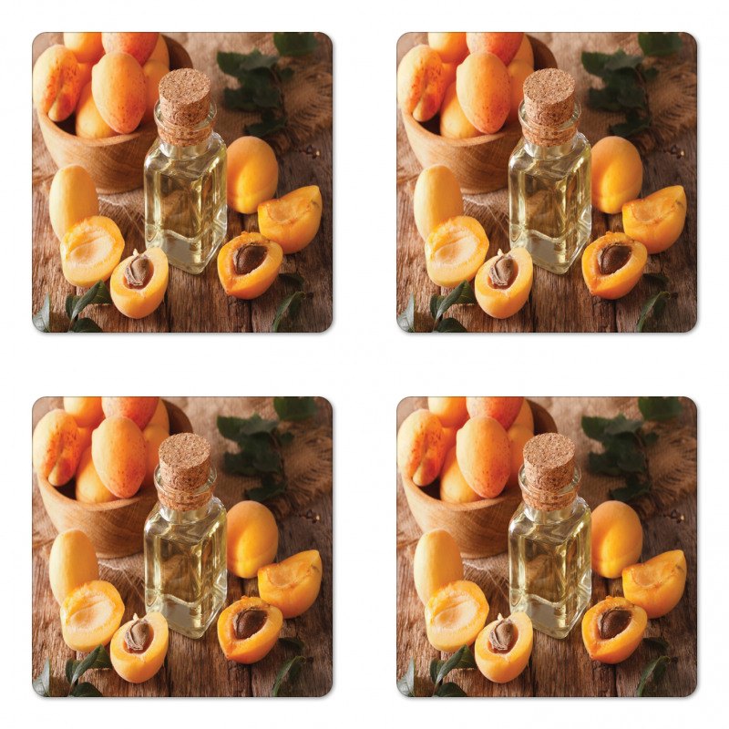 Fresh Apricots and Oil Jar Coaster Set Of Four