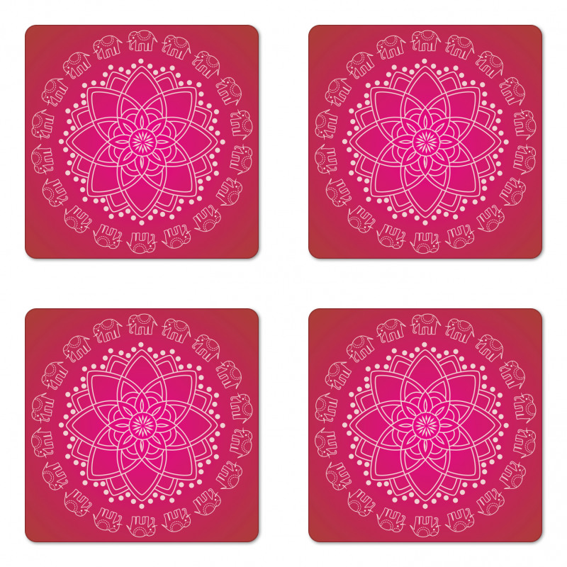 Ombre Elephant Ring Flower Coaster Set Of Four