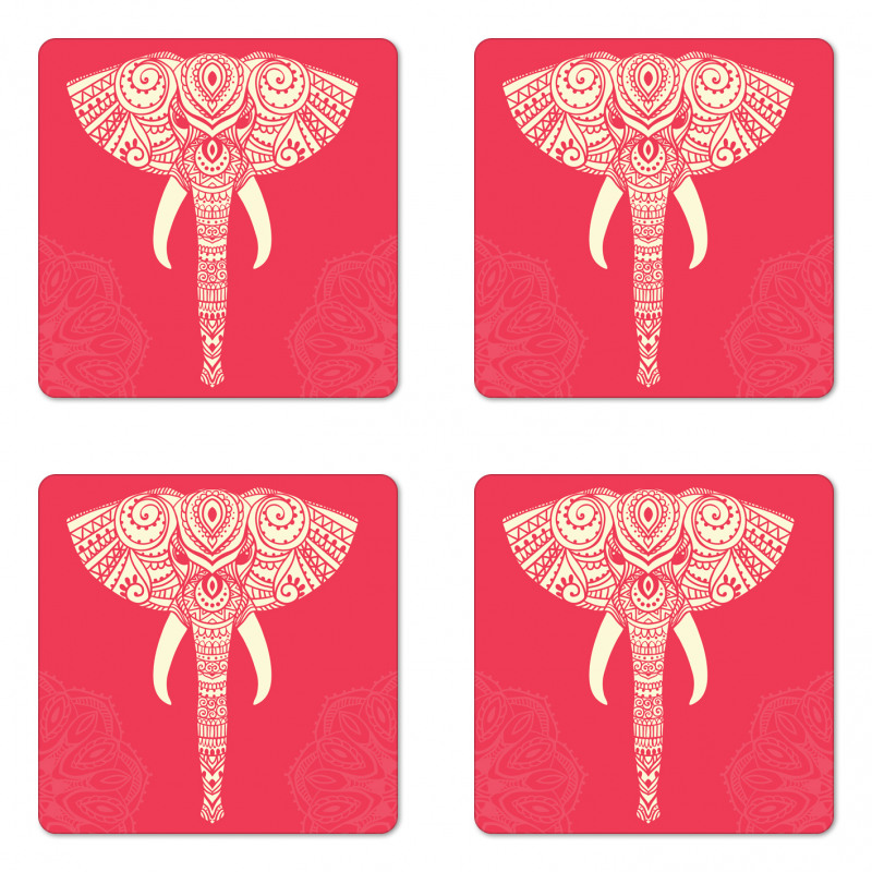 Romantic Wild Elephant Head Coaster Set Of Four