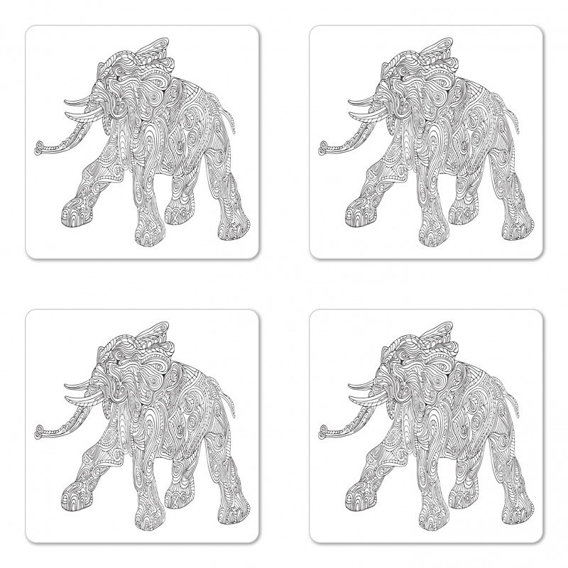 Folkloric Elephant Coaster Set Of Four