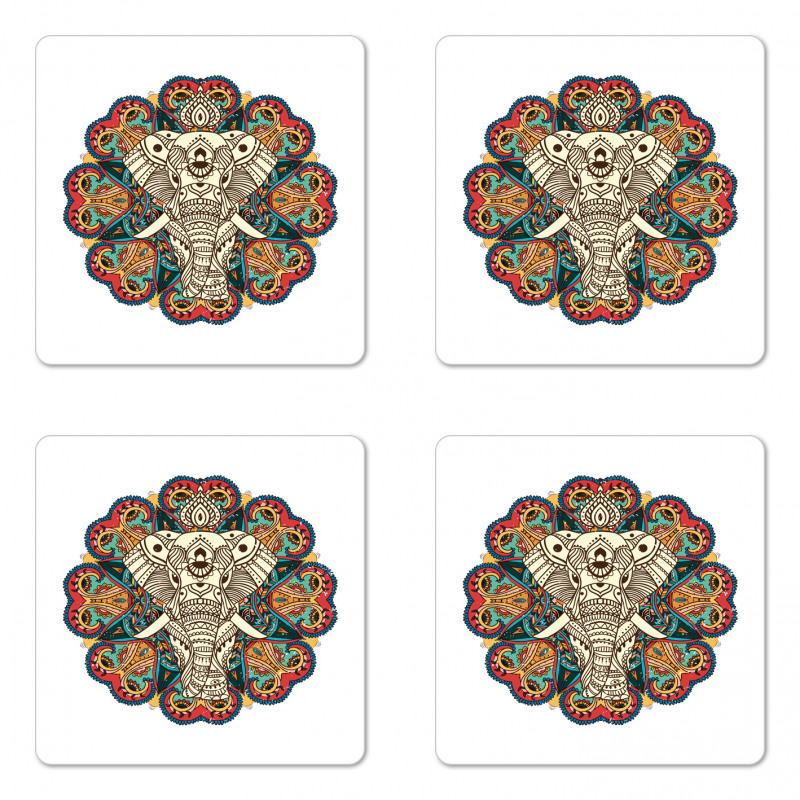 Exotic Vivid Tiled Elephant Coaster Set Of Four