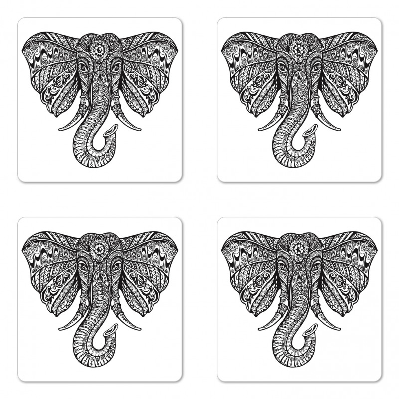 Graceful Elephant Design Coaster Set Of Four