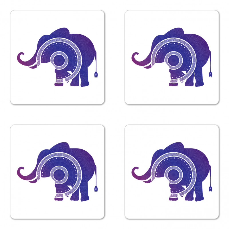 Elephant Calf Mandala Coaster Set Of Four