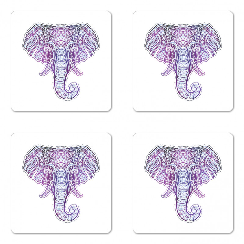 Vivid Elephant and Beads Coaster Set Of Four