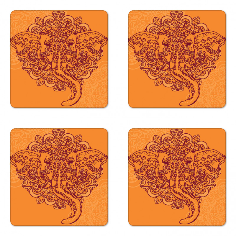 Paisley Ornamental Elephant Coaster Set Of Four