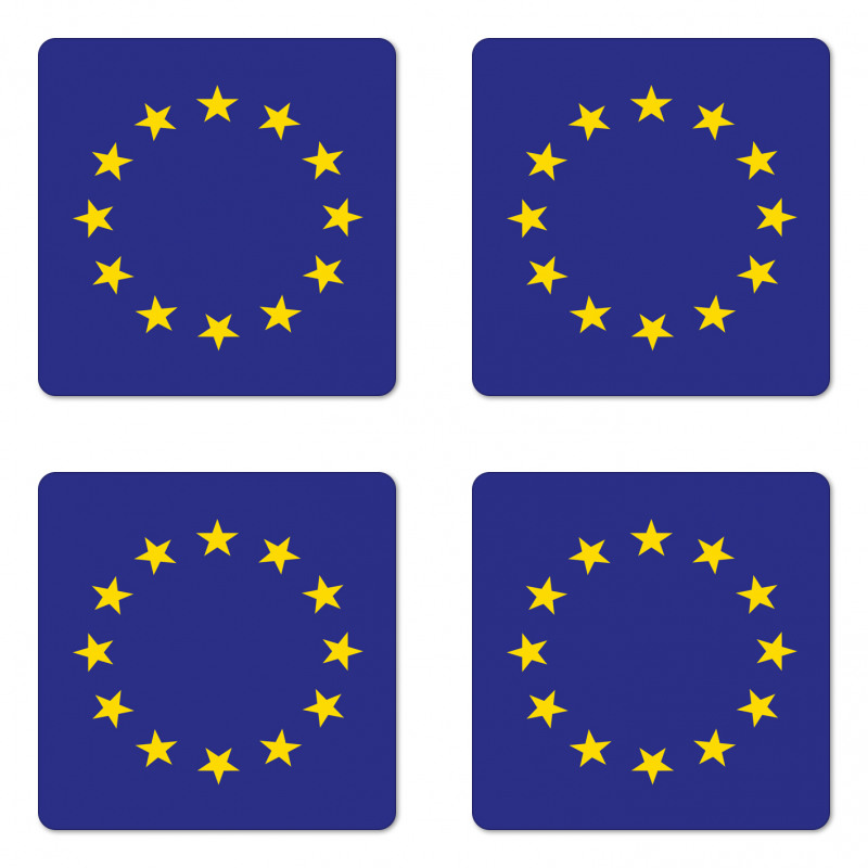 Simple European Union Flag Coaster Set Of Four