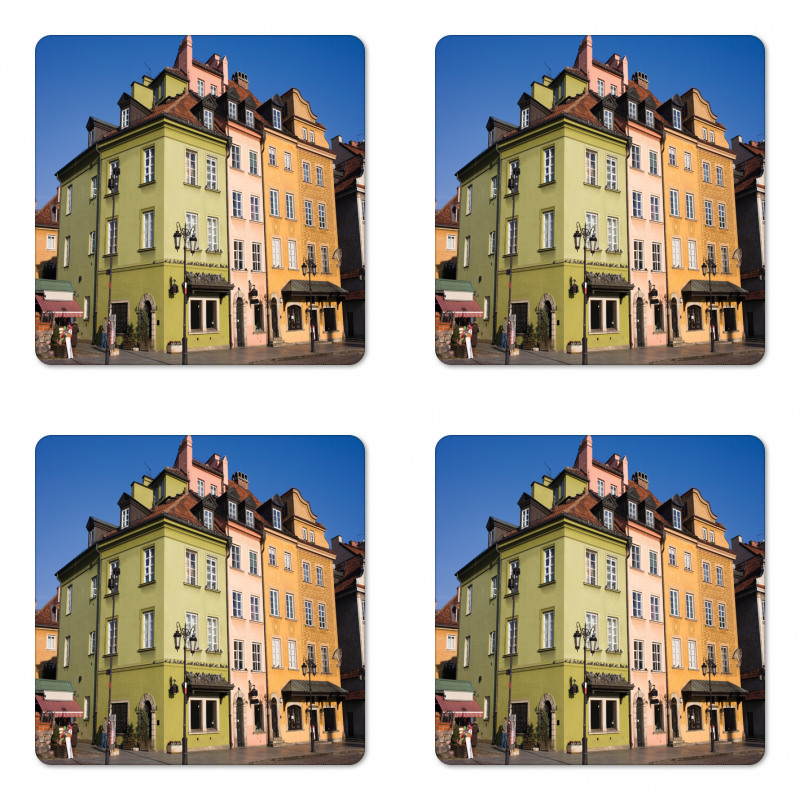 Poland Old Town Houses Scene Coaster Set Of Four