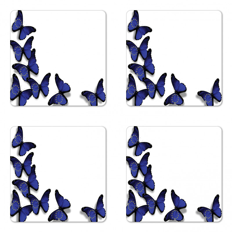 European Union Butterflies Coaster Set Of Four