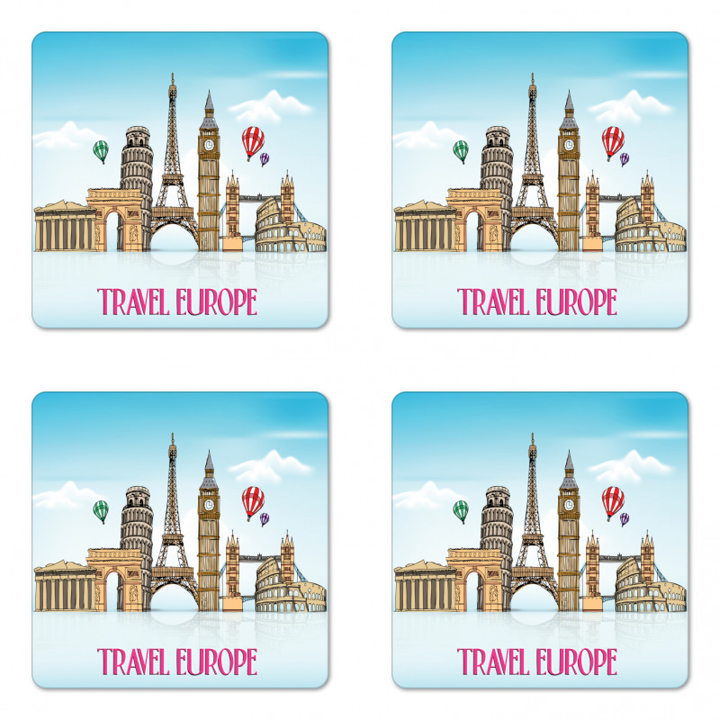 Travel Europe Landmarks Sky Coaster Set Of Four