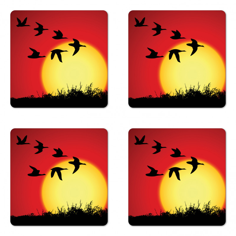 Skein of Geese Migrate Sunset Coaster Set Of Four