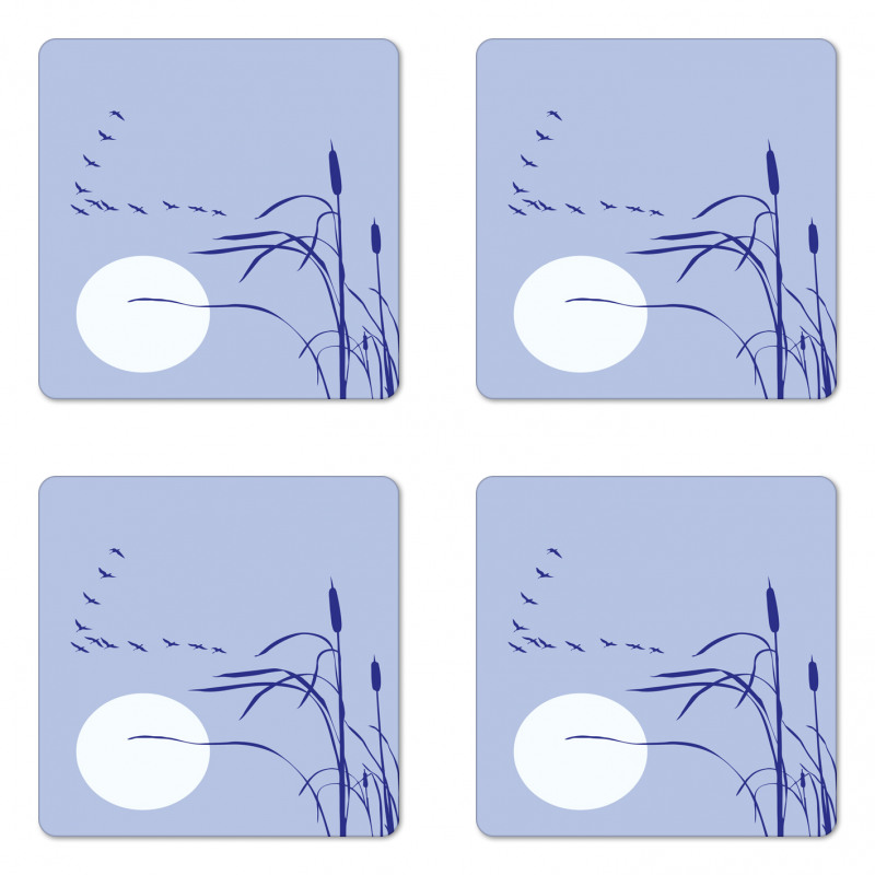 Abstract Team of Geese Moon Coaster Set Of Four