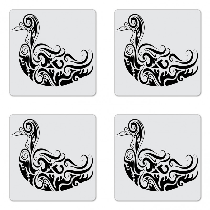 Calligraphic Duck Coaster Set Of Four