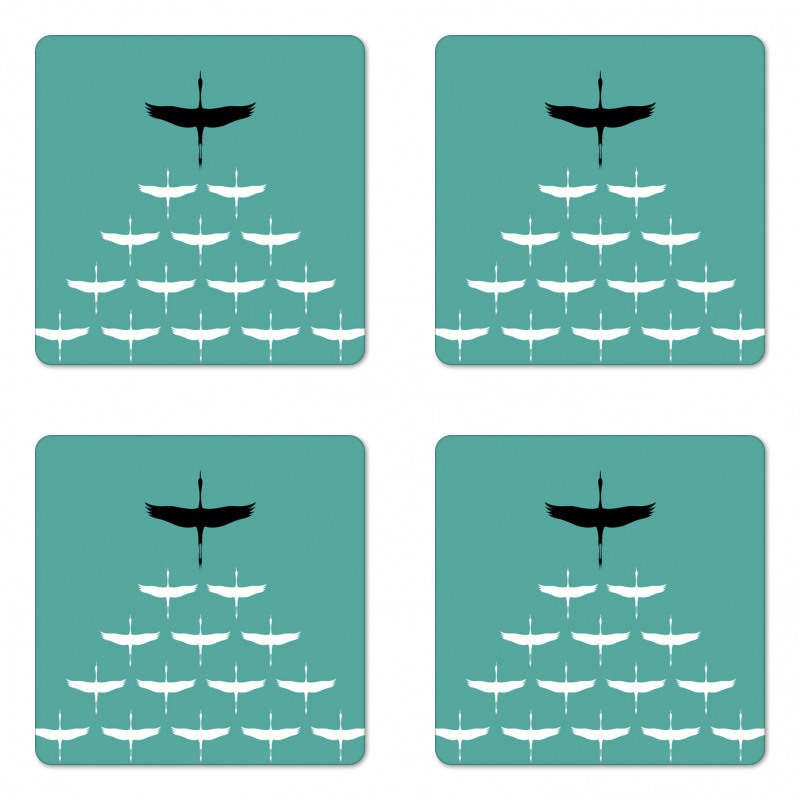 Muster of Birds Silhouettes Coaster Set Of Four