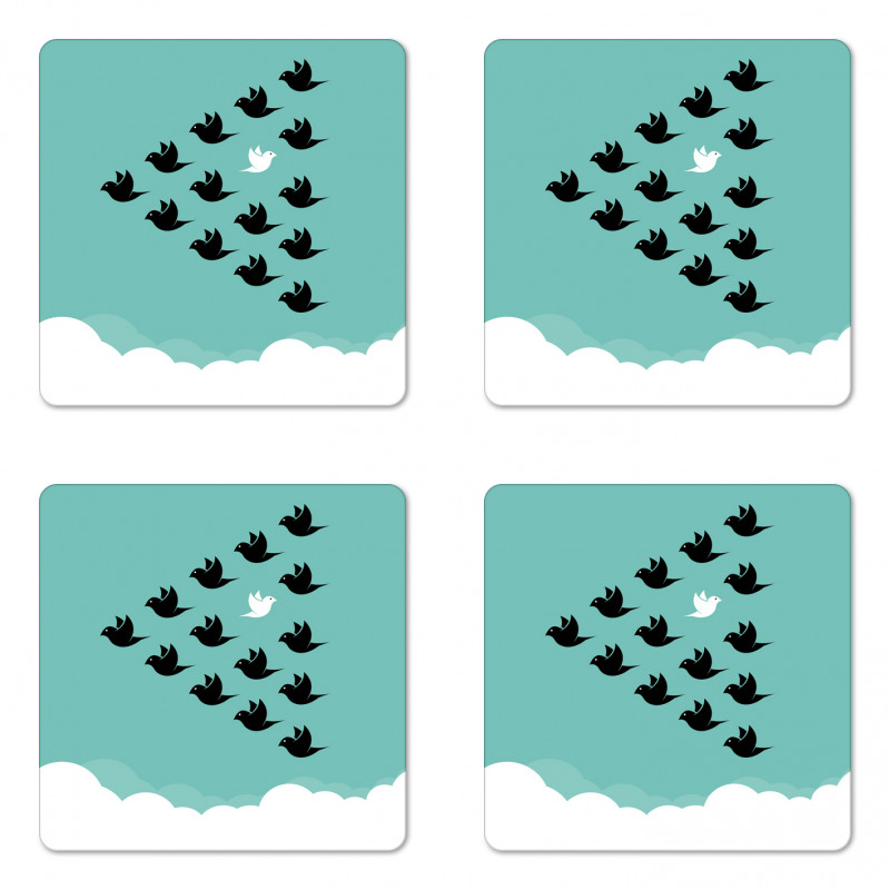 Bird Silhouettes over Clouds Coaster Set Of Four