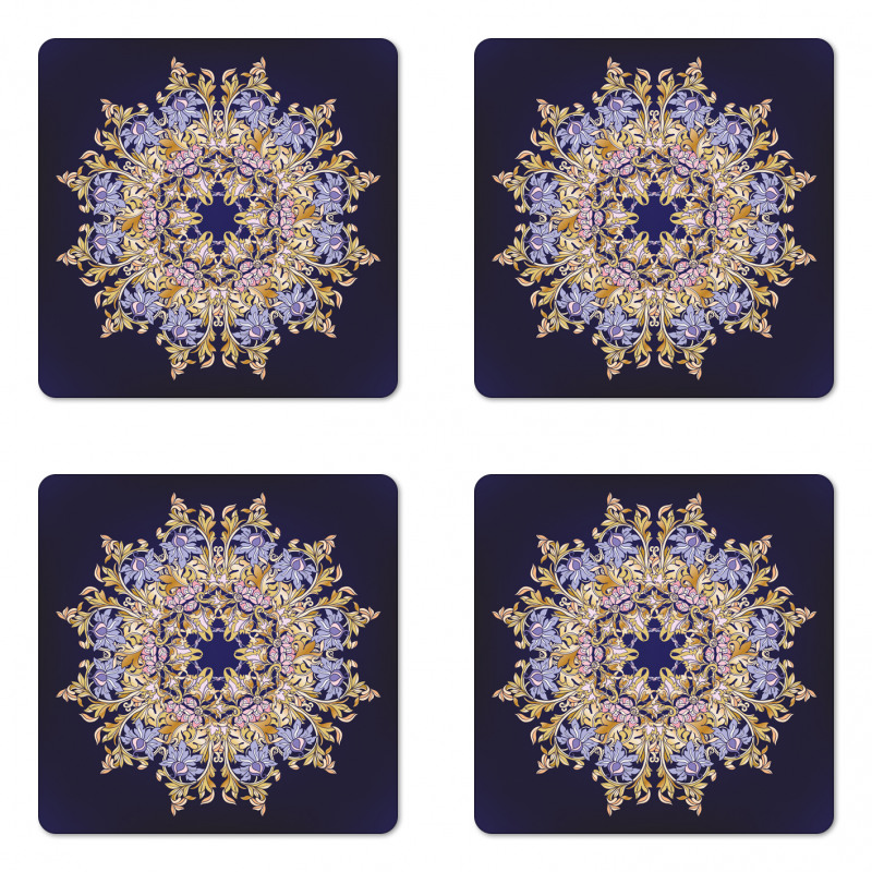 Vintage Floral Rococo Style Coaster Set Of Four