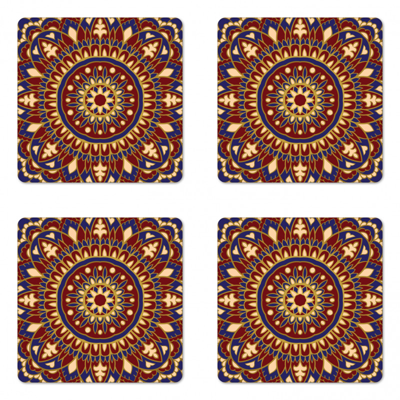 Oriental Tile Inspired Look Coaster Set Of Four