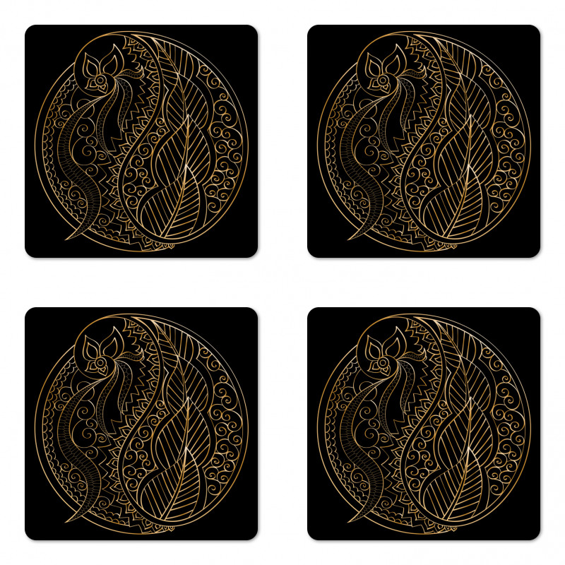 Bohemian Outline Curlicue Coaster Set Of Four